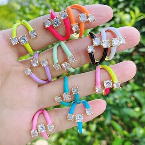 10pcs/lot Hot!!! Colorful enamel/cz ring, plated enamel jewelry,new design women’s love rings wholesale