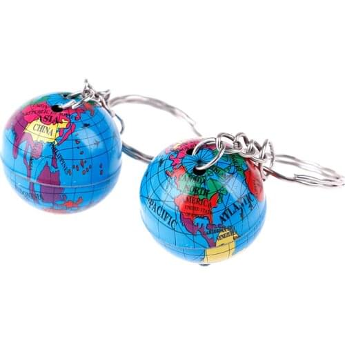 HWetR Hot New 2Pcs World Map Globe Keychain Jewelry Earth Globe Art Pendant Keychains Gift