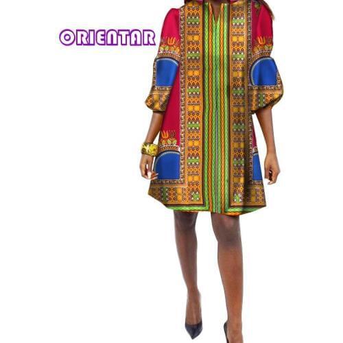 2019 Traditional African Clothing African Dress Women Three Quarter Casual Shirt Dress Dashiki Plus Size Loose Dresses WY034