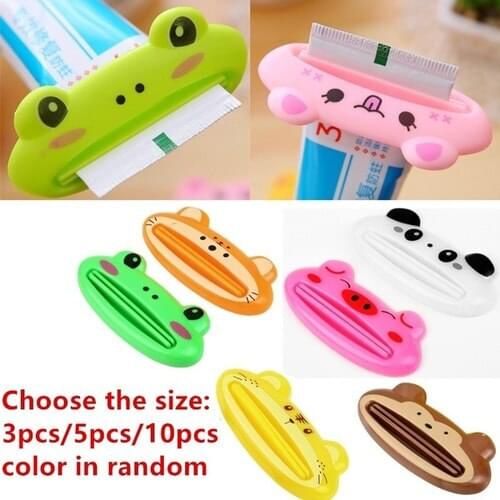 3PCS/ 5PCS/ 10PCS Cartoon Toothpaste Tube Squeezer Easy Dispenser Rolling Holder Bathroom