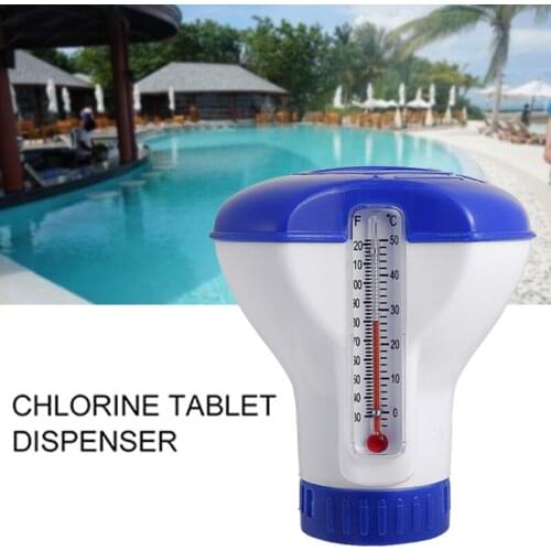 5 inch Floating Swimming Pool Spa Chlorine Bromine Chemical Tablet Floater Dispenser Disinfect Tools with Thermometer