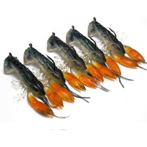 CATCHSIF 5PCS Inner Shaky Head jig Tail Soft Craw baits 3D scan of Actual Crayfish fishing lures