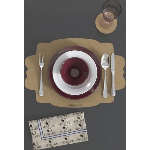 8pcs/set Solid Design Placemats With Coaster Non Slip Table Mats Kitchen Wood Mdf Accessories Home Pad Coaster Dining Table