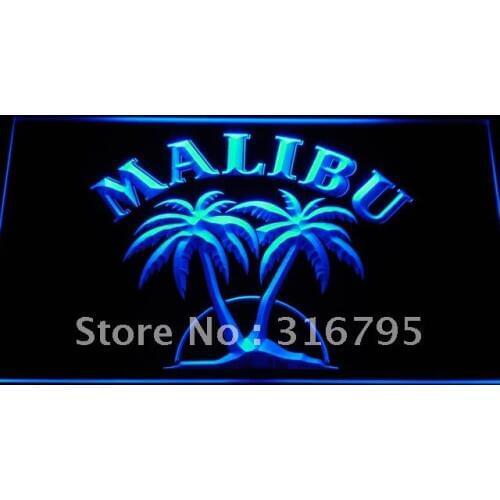 A191 Malibu Rum Bar Pub NEW LED Neon Light Signs with On/Off Switch 20+ Colors 5 Sizes to choose