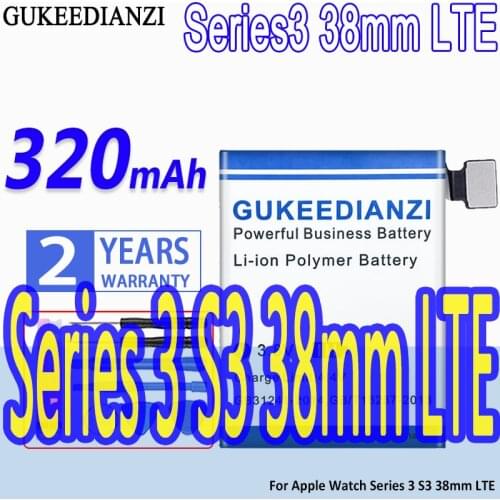 High Capacity GUKEEDIANZI Battery Series3 320mAh For Apple Watch Series 3 S3 38mm LTE