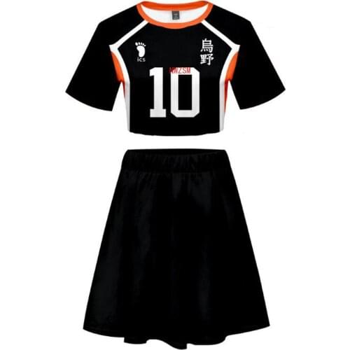 Anime Haikyuu Hinata Shoyo Kageyama Tobio Cosplay Costume Karasuno High School Sexy 2 Piece Set Women Skirt and Top Outfits