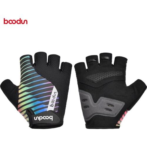 Boodun Microfiber Pad Lycra Fabric Cycling Short Mittens Outdoor Sport Half Finger Gloves Road Bike MTB Shockproof Unisex Glove