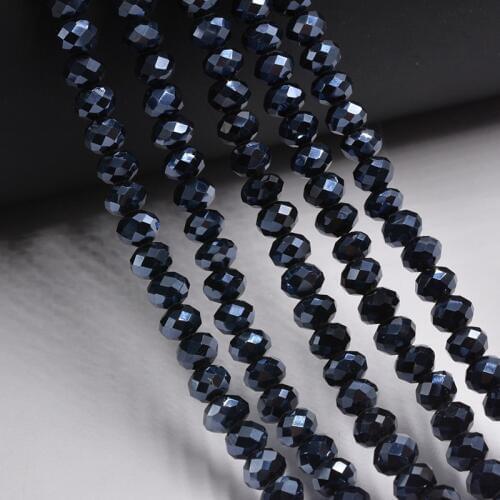 Gun Black Color 4MM 140 piece/lot Faceted Bead Crystal Glass Rondelles Beads strings for DIY Jewelry Making Free Shipping