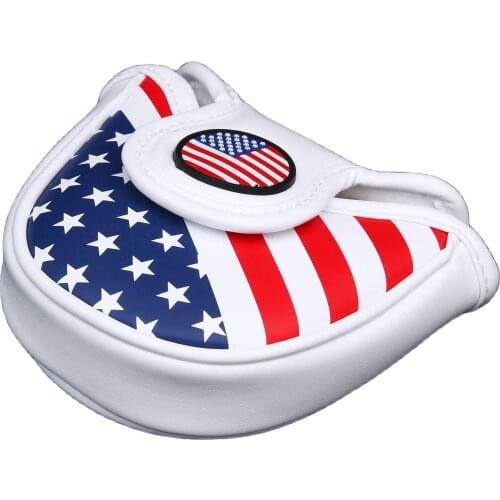 Golf Mallet Headcover Putter Cover for Center-shaft Putter Club USA Flag Style Magnetic Closure