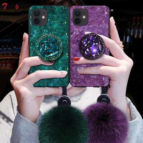 Fashion Glitter Diamond Lanyard Bracket Case For iPhone 12 Mini 11 Pro X XS Max XR 8 7 6S 6 Plus Coque Luxury Gold Foil Cover