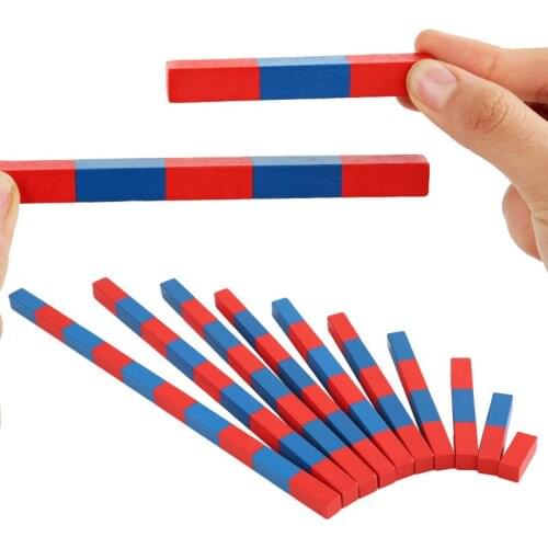 Children Montessori Numerical Rods Red & Blue Rods Bar Math Toy Education Early Learning Blocks Child Toys Math Number Rods