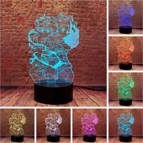 Gon and Killua Anime figures 3D Illusion LED Desk Nightlight Colorful Changing Light Hunter X Hunter Model toys boys