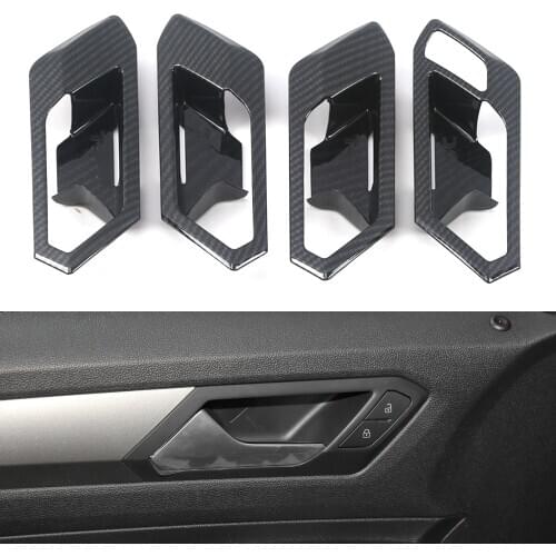 Chrome Inner Door Handle Bowl Trim For Volkswagen T-Roc T Roc 2018 - 2020 Carbon Look Sticker Frame Accessories