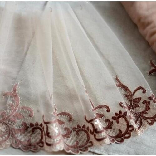 2 Meters/lot 22cm Top Grade Net Flower Lace Fabric Exquisite Embroidery Lace Trim