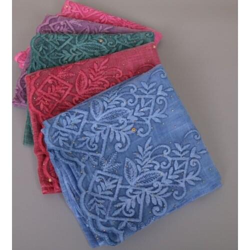 Laven women Embroidery flower Scarf floral lace scarves plain muslim hijab wraps headband scarves/scarf 180*85cm 10pcs/lot