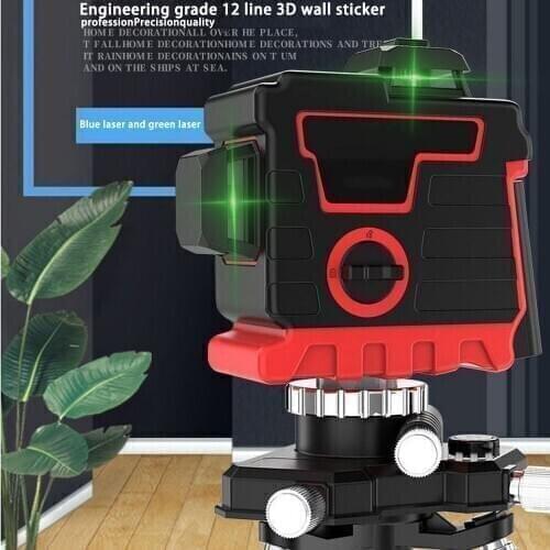 12 Lines 3D Red Shell Laser Levels Self Leveling 360 Horizontal and Vertical Cross Super Powerful Green Laser Beam Line