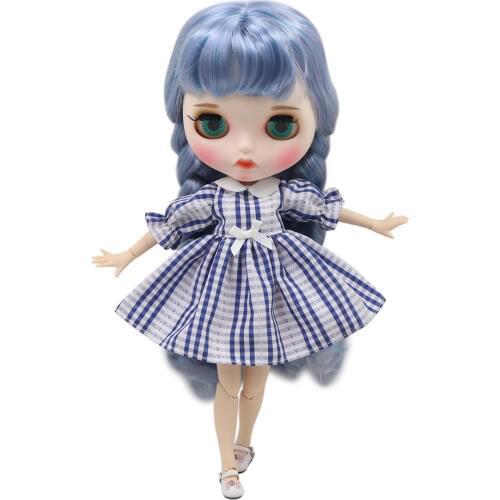 ICY DBS Blyth doll nude joint body 1/6 bjd with whithe skin mixed color braided matte face with eyebrows Lip gloss ICY DIY toy