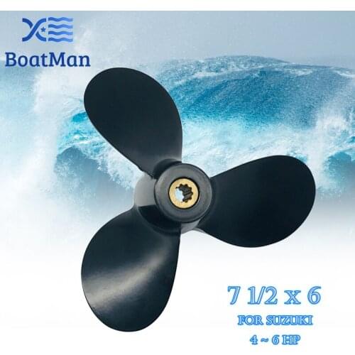 Boat Propeller 7 1/2x6 For Suzuki Outboard Motor 4-6 HP Aluminum 10 Tooth Spline Engine Part 58110-91JL0-019