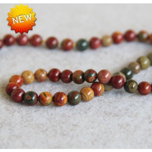 Min Order1) 6mm Fashion New Multicolor Natural Picasso Beads Round Stone Accessory Parts 15inch Jewelry Making Design Wholesale