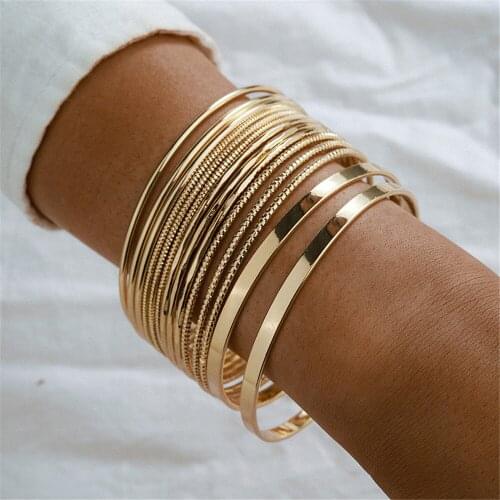 Charmsmic Multilayer Golden Color Bracelets For Women Mens Geometric Round Circle Wristband Trendy Metal Boho Jewelry 2021