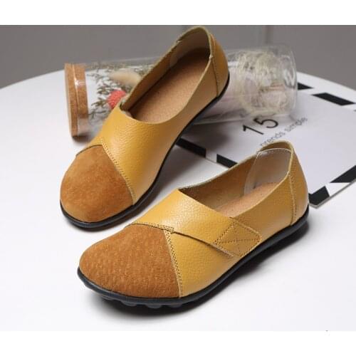 Flats Women Genuine Leather Shoes Moccasins Mother Loafers Soft Leisure Casual Female Driving Ballet Footwear
