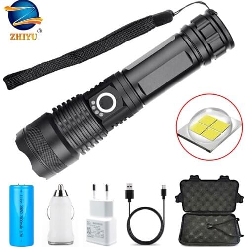 ZHIYU High-power rechargeable LED flashlight USB Torch XHP50 Waterproof 5 Modes Zoomable 26650 18650 Battery Camping Hunting