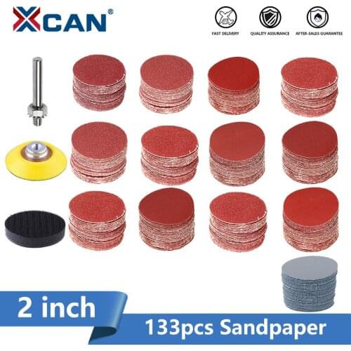 XCAN Sandpaper Disc Kit 133pcs 2inch Polishing Wheel with Abrasive Polish Pad Plate for Rotary Sander Tool Sanding Paper