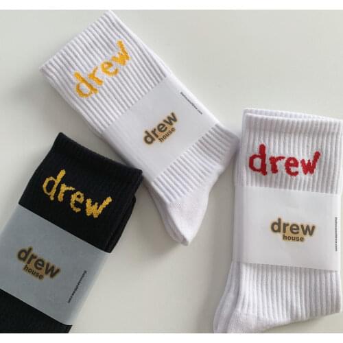 DREW 100% Cotton Socks Trendy Smiley sock Justin Bieber Mens Socks Womens Socks Unisex Cotton Stripe