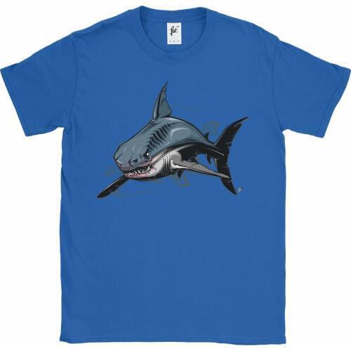 Newest 2019 Men Fashion Scary Great White Shark with Blood on Face Mens T-Shirt Hot Tee Shirt