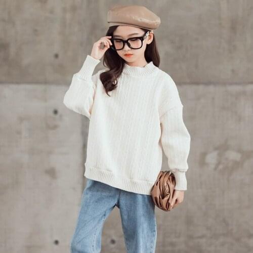 New Girls Sweater Babys Coat Outwear 2021 Solid Thicken Warm Warm Spring Autumn Jacket Knitting Pullover Childrens Clothing