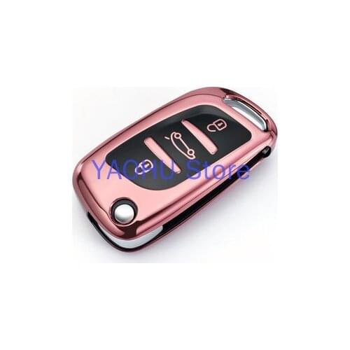 New Soft TPU 3 Button Car Fold Key Case Full Cover For Peugeot Citroen C1 C2 C3 C4 C5 DS3 DS4 DS5 DS6 Auto Key Shell Accessories