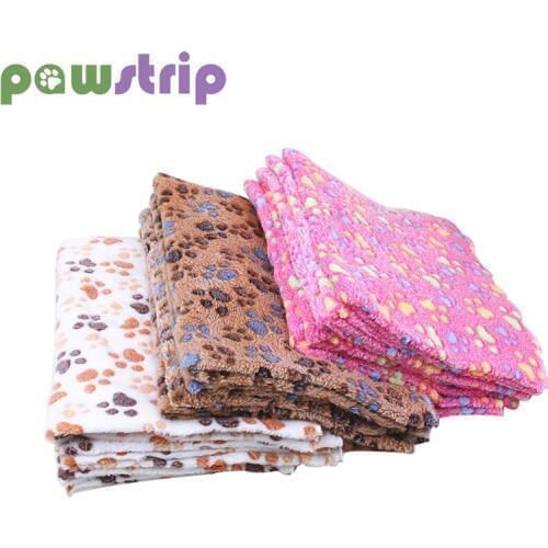 Pawstrip Small Dog Blanket Paw Print Dog Mats Soft Puppy Bed Warm Coral Fleece Pet Dog Beds For Small Dogs cama para cachorro