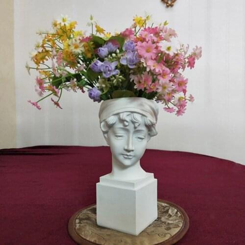 Resin Planter Vase 7" Artistic Portrait Sculpture Holder Desktop Organizer