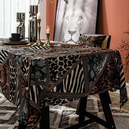 American country style picnic rectangular tablecloth dining table cover leopard print geometric print triangle tablecloth