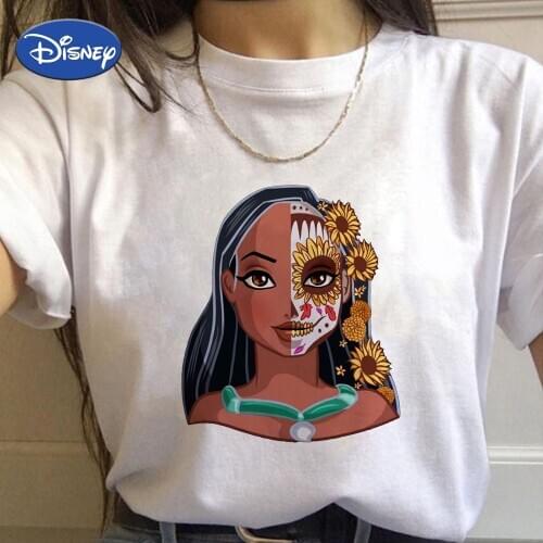 Poantas Princess Pocahontas Tshirt Disney Generation For Women Pull Cartoon Streetwear Short Sleeve 2021 Summer Trend Femme