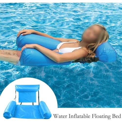 PVC Summer Water Hammock Lifebuoy Inflatable Foldable Floating Row Swimming Pool Air Mattress Bed Beach Waterpool Lounger Chair