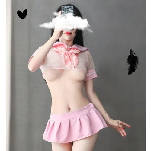 Sexy Underwear Mesh Perspective Cute Girl Student Passion Uniform Kwaii Temptation Lolita Top Skirt Panty Erotic Cosplay Costume