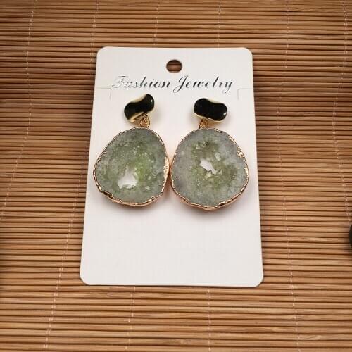 New Natural Stone Earrings Stud Fine Jewelry Handmade Irregular Hollow Quartz Gemstones Drop Earring Wholesale