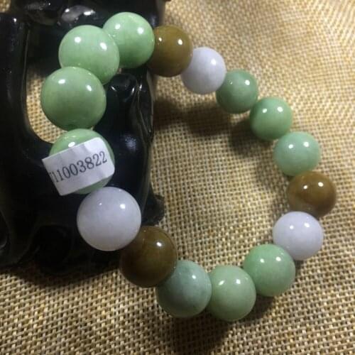 Certified 3 Color Natural Grade A JADE Jadeite Beads Bangle Bracelet 12 mm