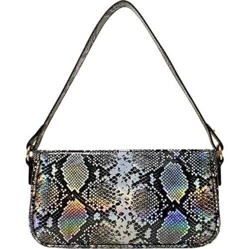 Vintage Snake Print Handbag Totes Women PU Leather Retro Serpentine Travel Street Underarm Shoulder Bags Clutches Purse