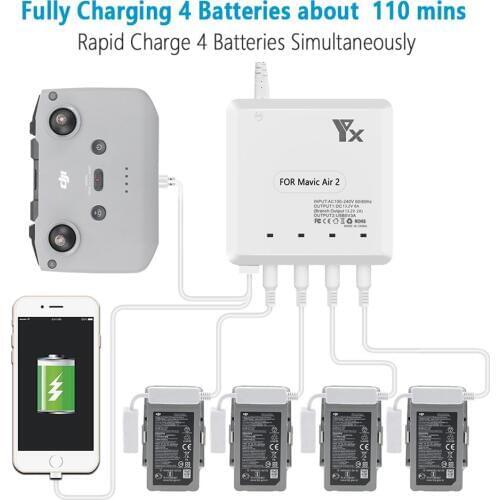 For DJI Mavic Air 2 Charger Remote Control Battery Charing Hub Multi Charger for DJI Mavic Air 2 Drone Fast Charging Accessories