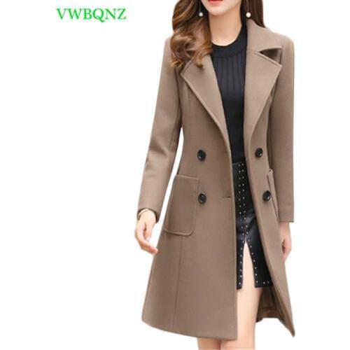 Autumn Winter New Korean Women Woolen coat Womens Slim Long Thicken Woolen Jacket Plus size Female Jackets Coats Tide 3XL A721