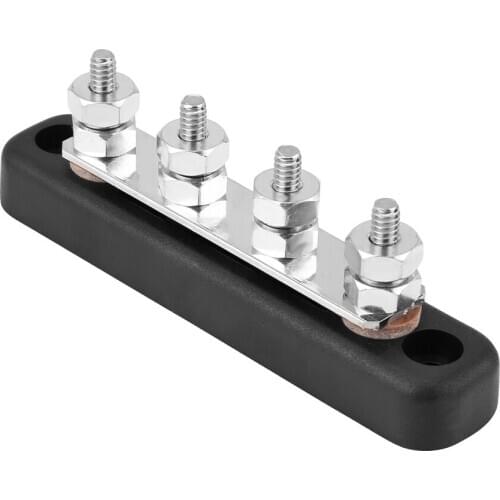 1pc 100A AC 300V DC 48V 4 Studs Bus Bar Electric Terminal Junction Block Glass fibre reinforced nylon Brass Stainless Steel Made