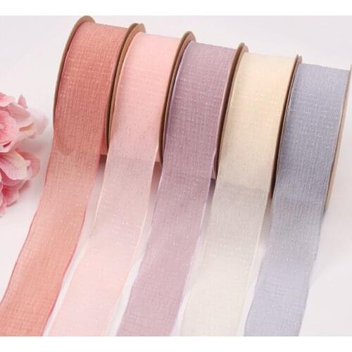 10yard/Lot 40mm Fresh Flower Bouquet Gift Box Packaging Organza Baking Ribbon For DIY Handmade Bow Clothing Accessories Material
