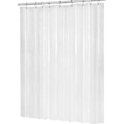 180Cmx180Cm Plastic Peva Waterproof Shower Curtain Transparent White Clear Bathroom Curtain Luxury Bath Curtain With Hooks