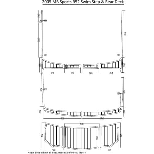 2005 MB Sports B52 Swim Step & Rear Deck Pad Boat EVA Teak Decking 1/4" 6mm