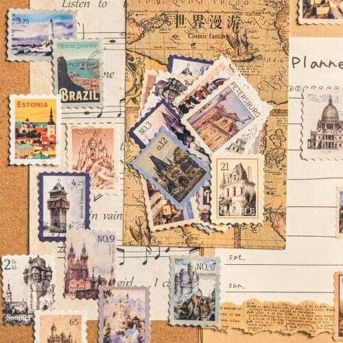 40 pcs Retro stamp Decorative Stickers Scrapbooking diy Label Diary Stationery Album Journal Planner Moon Planet sticker