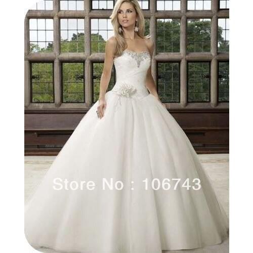 Free shipping new france fête style brides Custom sweetheart crystal flowers ball bridal gown brides Bespoke Wedding Dresses