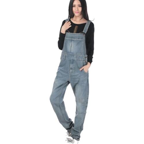 Large size Ladies Denim Bib Loose Suspenders Spring Korean version of the Jumpsuit tide Womens Trousers Size XS-5XL 2021 New