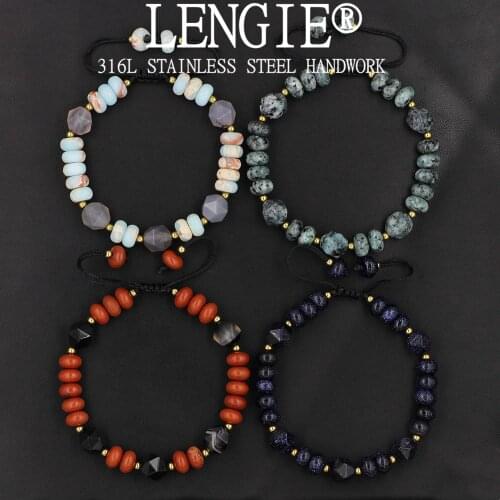 Irregular Stone Beads Bracelet Braided Rope Bangles Natural Lava Tiger Eye Fashion Men Women Yoga Healing Balance Bracelets